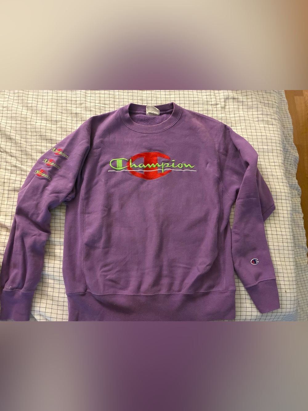 Champion Purple Sweatshirt with Red Accent